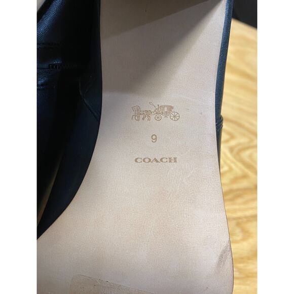 Coach Heeled Ankle Boots Women's 6 Black Leather Block Heel Pointed Toe S25 - Picture 9 of 9